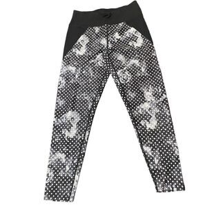 Betsey Johnson Performance Wm’s Sz Med Black White Polka Dot Cropped Leggings